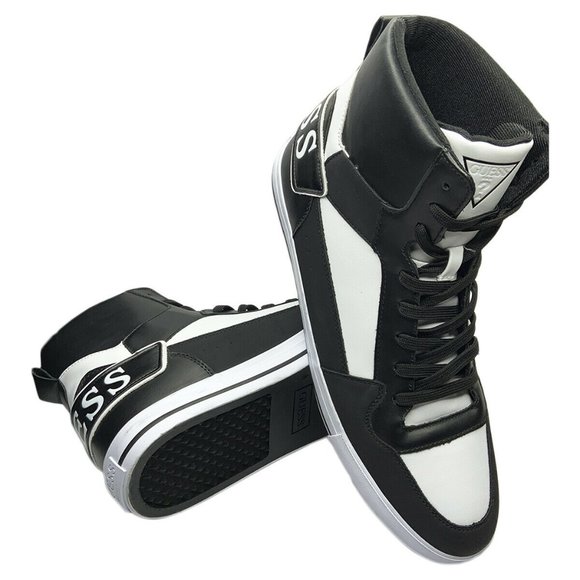 NWT GUESS PASQ AUTHENTIC MEN'S BLACK HIGH TOP SNEAKERS SHOES SIZE 12 13 - Picture 1 of 6